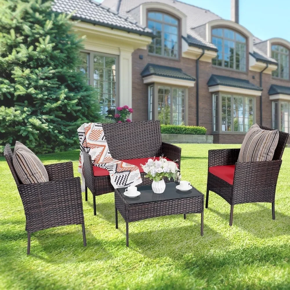 Outdoor Furniture Loveseat - Conjunto de 4 peças conjuntos de