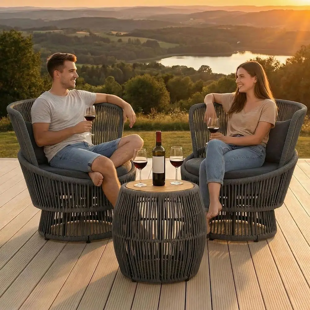 Outdoor Furniture Grey - Conjunto de 2 Peças de Cadeiras