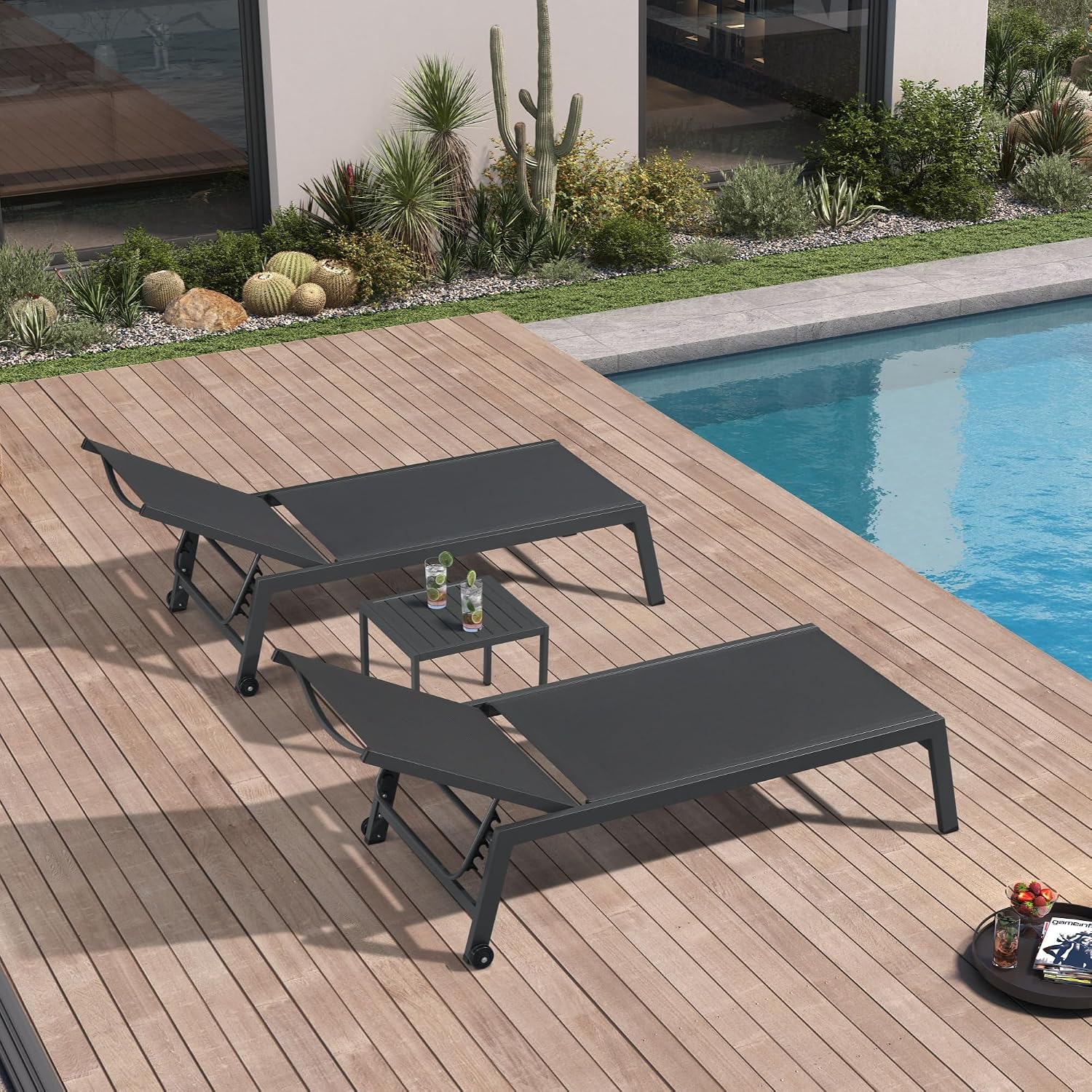 Outdoor Furniture Grey - Conjunto de 2 Cadeiras de Pátio