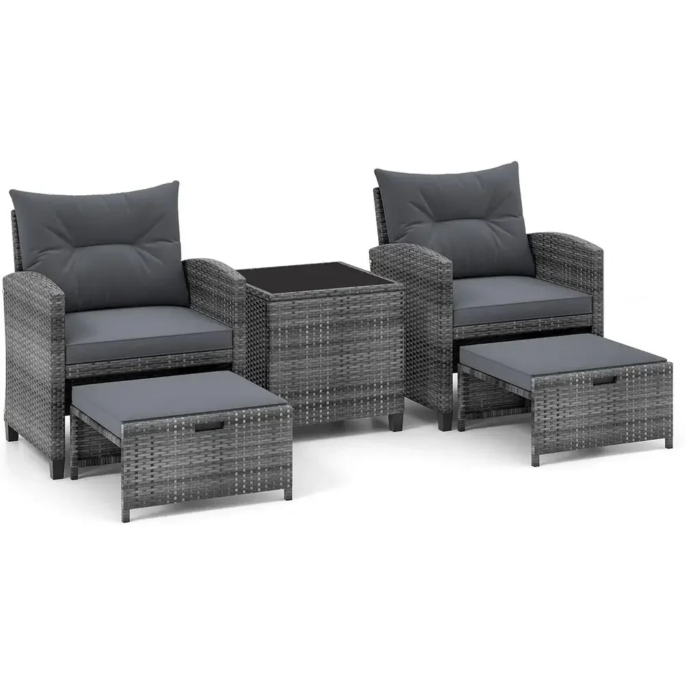 Outdoor Furniture Grey - Conjunto de Móveis de Vime para