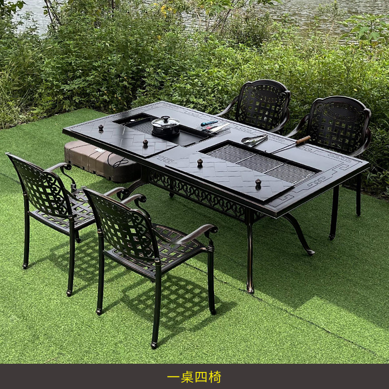Outdoor Furniture Wood - Conjunto de móveis de ferro forjado