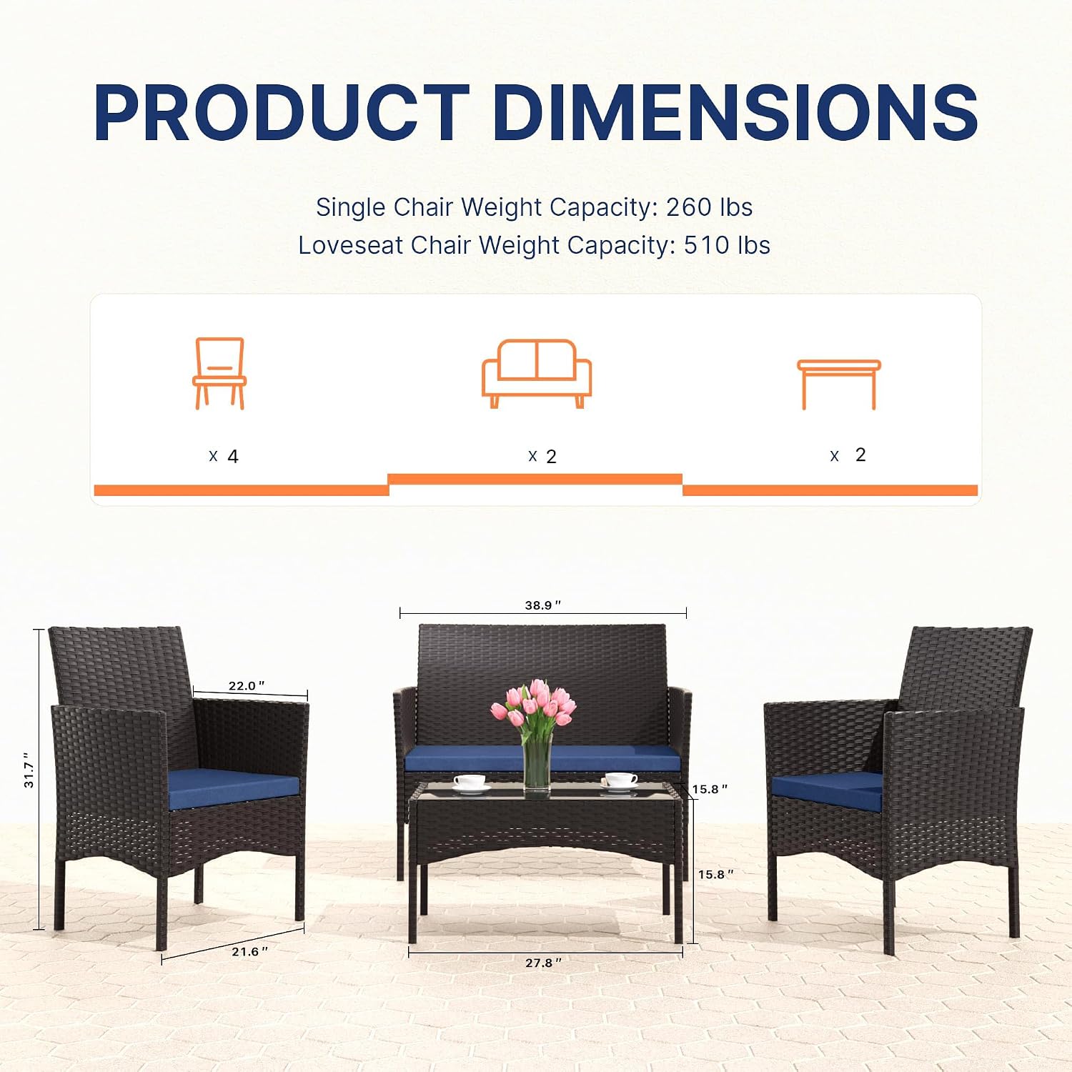 Conjunto de Móveis para Pátio  - Outdoor Furniture Loveseat avaliação e preço