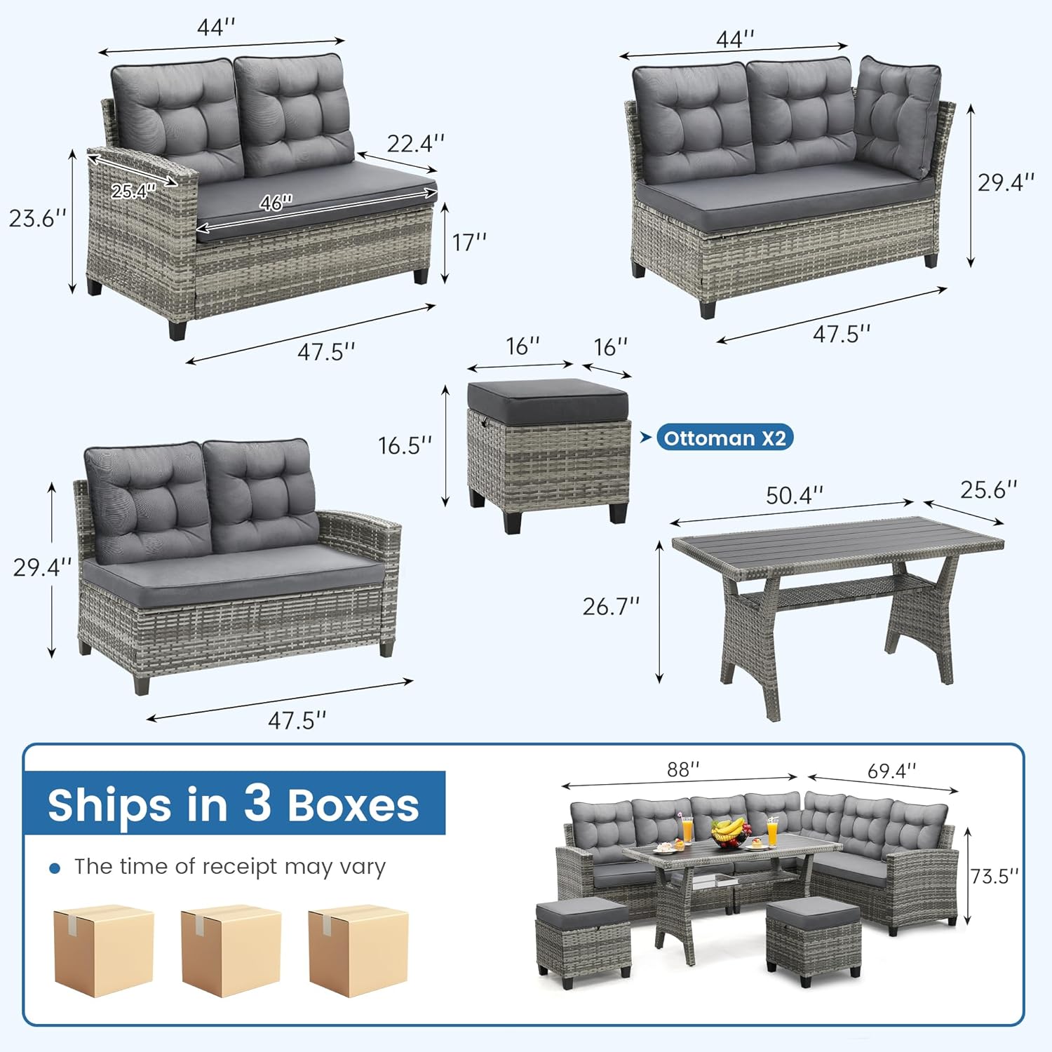 Conjunto de móveis para pátio  - Outdoor Furniture Grey avaliação e preço