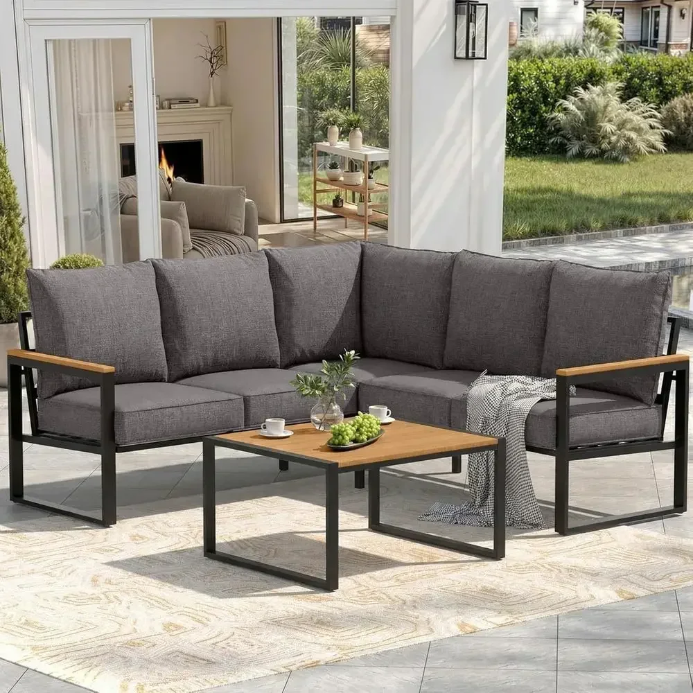 Conjunto de Sofá Seccional par - Outdoor Furniture Grey avaliação e preço