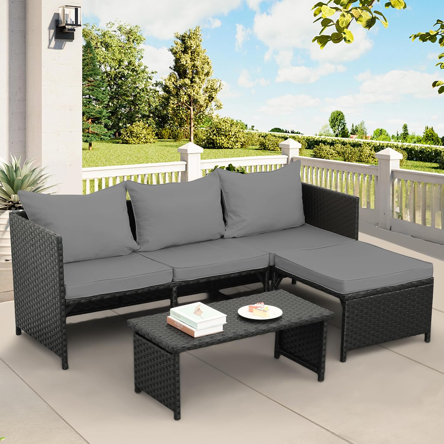 Conjunto de Móveis de Jardim e - Outdoor Furniture Loveseat avaliação e preço