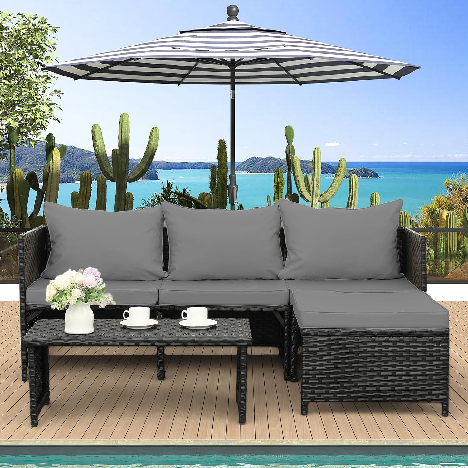 Conjunto de Móveis de Jardim e - Outdoor Furniture Loveseat avaliação e preço