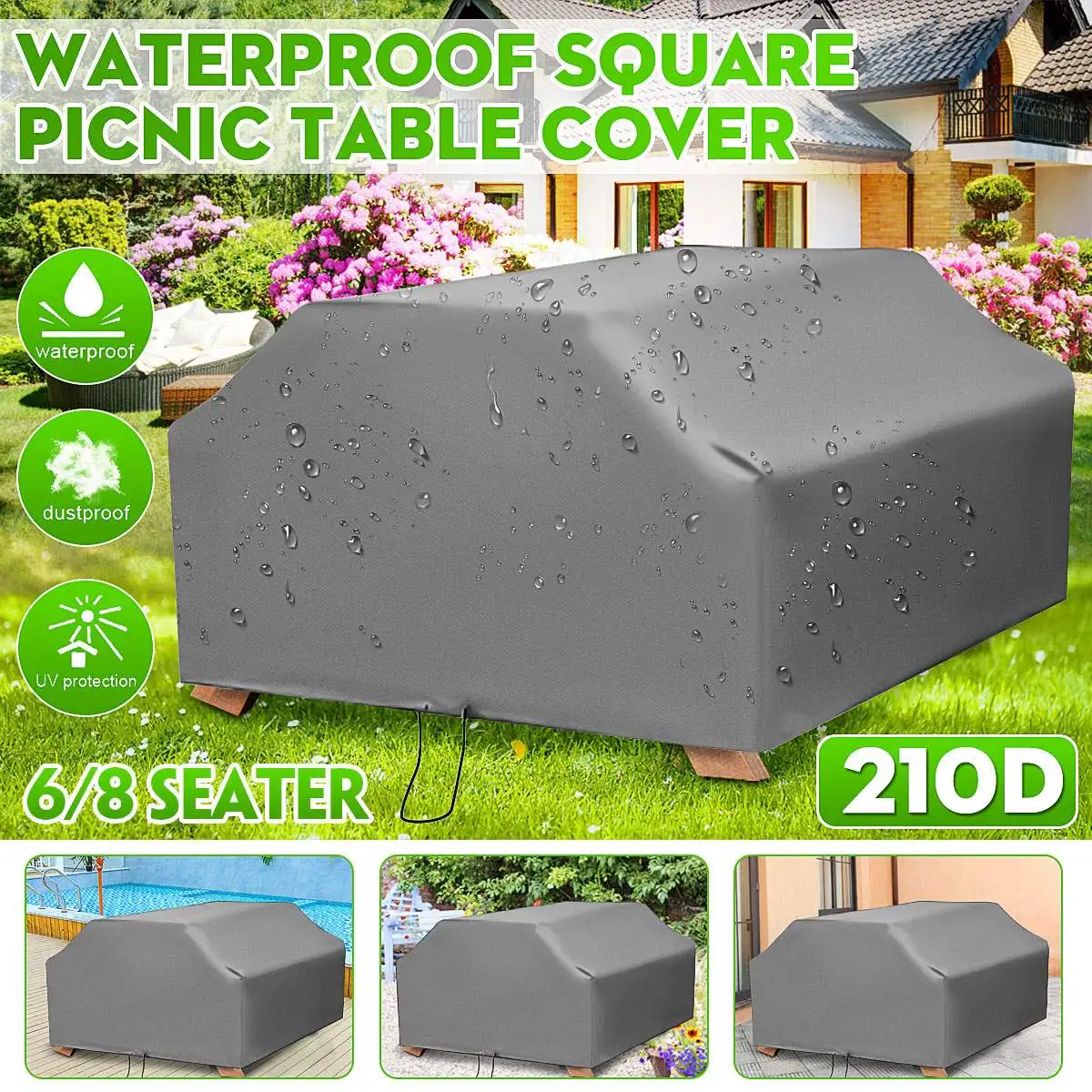 Toalha de Mesa Elástica e Capa - Outdoor Furniture Grey avaliação e preço