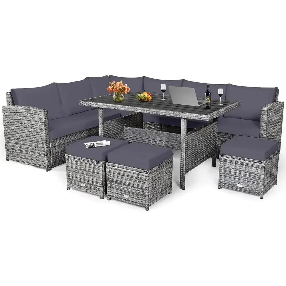 Conjunto de Móveis de Rattan C - Outdoor Furniture Grey avaliação e preço