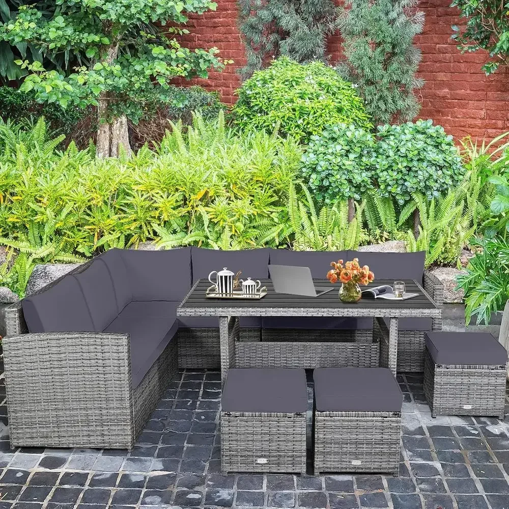 Conjunto de Móveis de Rattan C - Outdoor Furniture Grey avaliação e preço