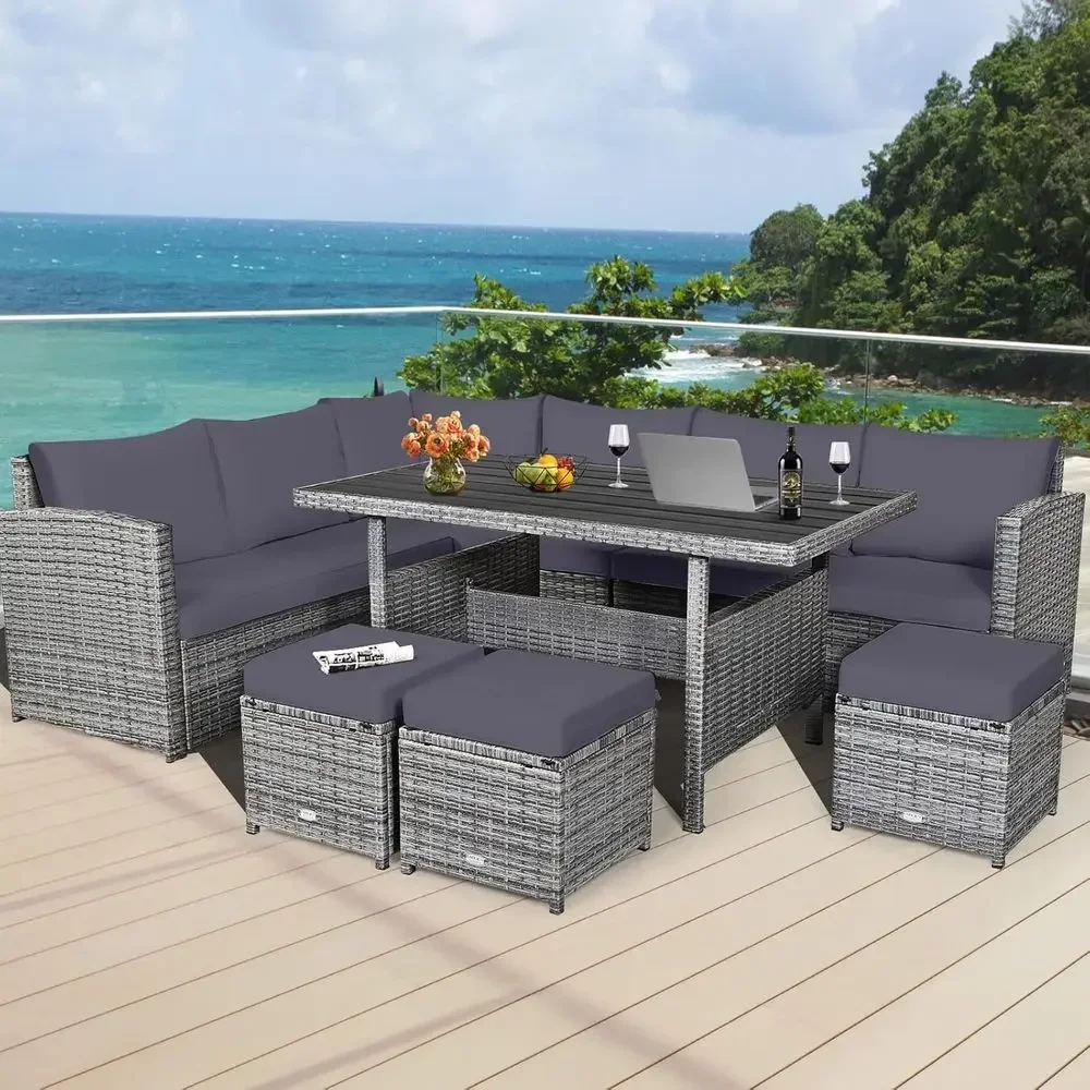Conjunto de Móveis de Rattan C - Outdoor Furniture Grey avaliação e preço