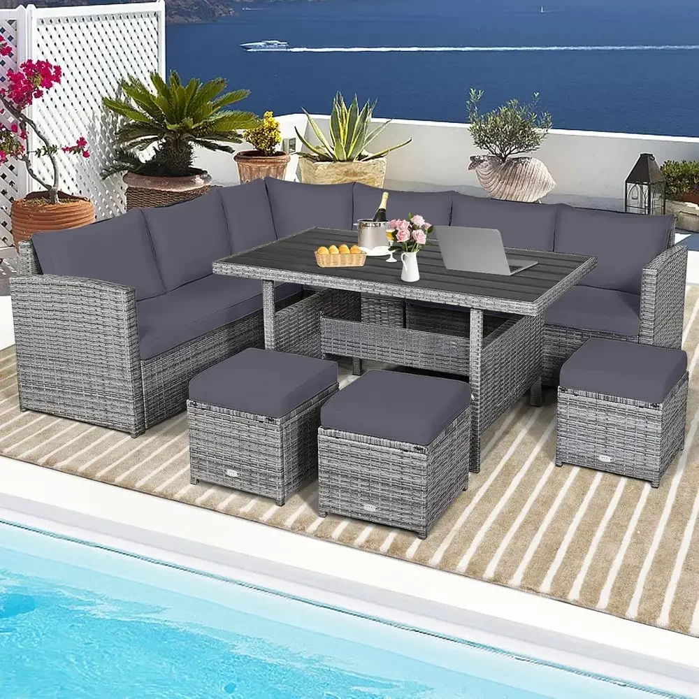 Conjunto de Móveis de Rattan C - Outdoor Furniture Grey avaliação e preço