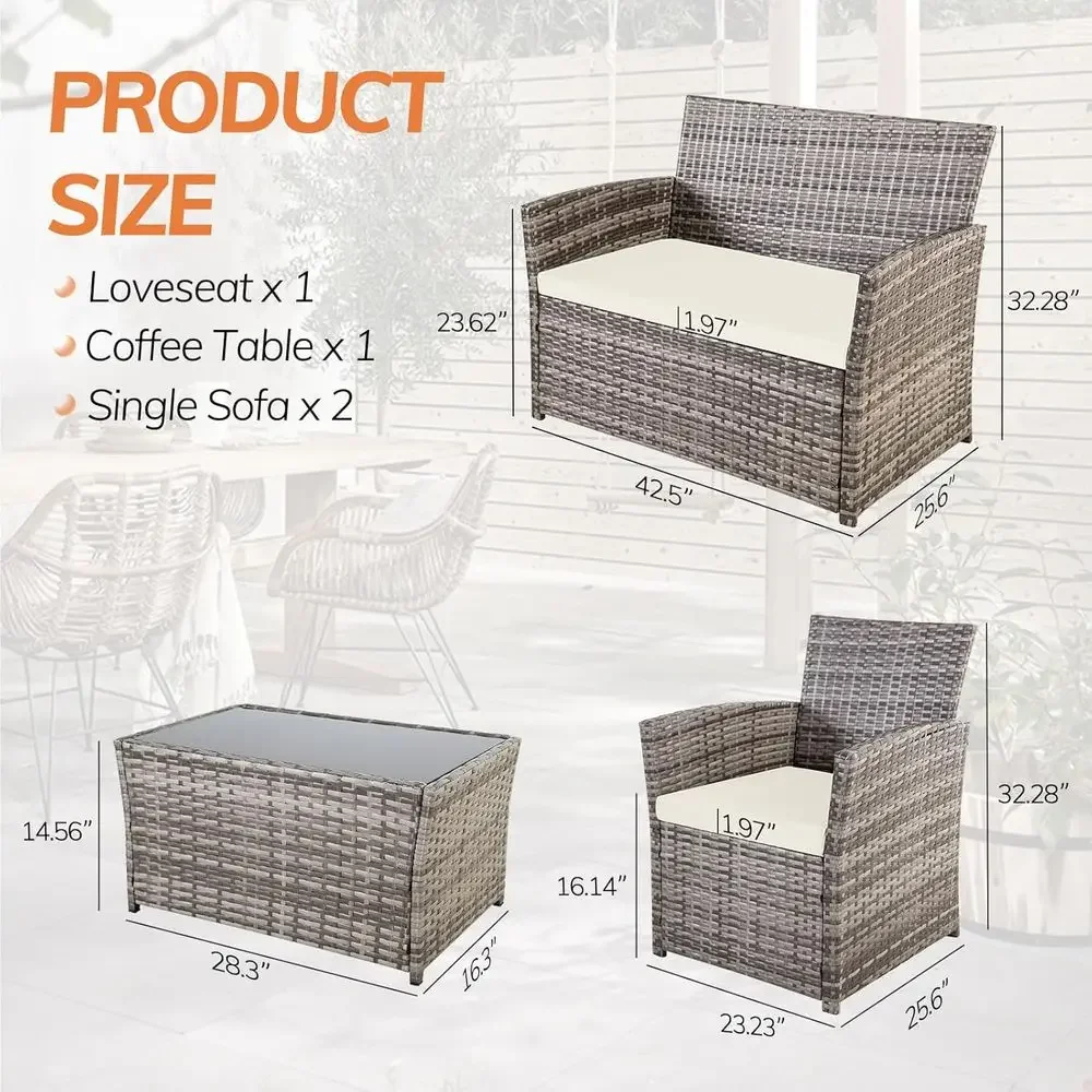 Conjunto de Móveis de Vime par - Outdoor Furniture Grey avaliação e preço