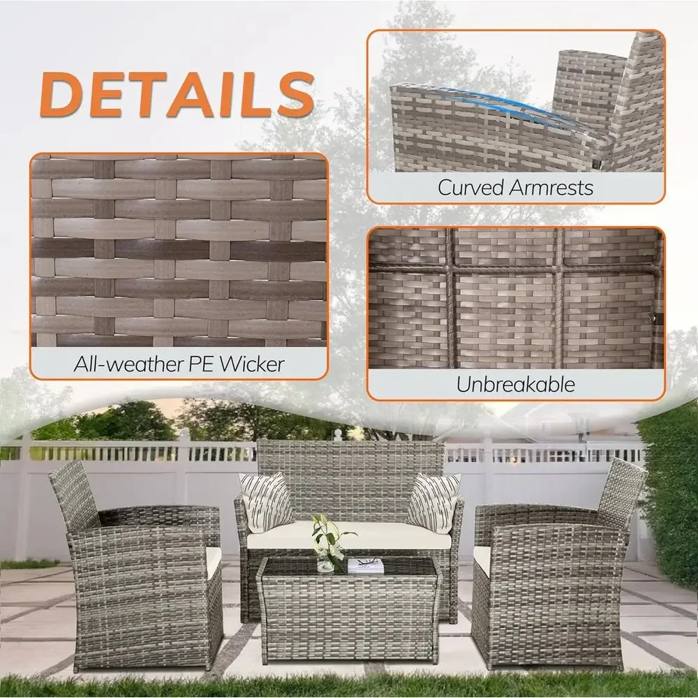 Conjunto de Móveis de Vime par - Outdoor Furniture Grey avaliação e preço