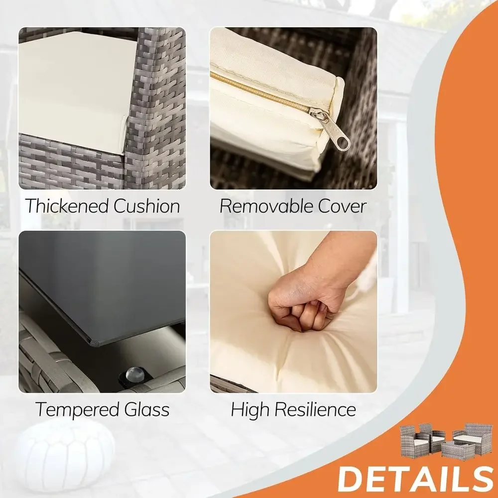 Conjunto de Móveis de Vime par - Outdoor Furniture Grey avaliação e preço