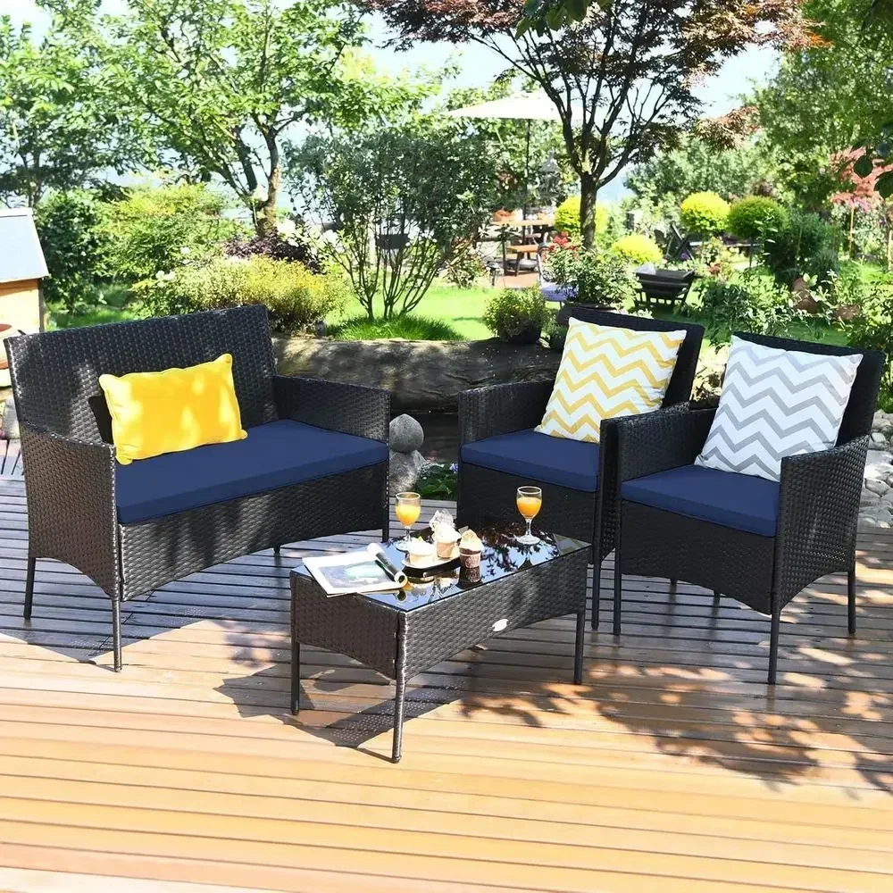 Conjunto de móveis de vime par - Outdoor Furniture Loveseat avaliação e preço
