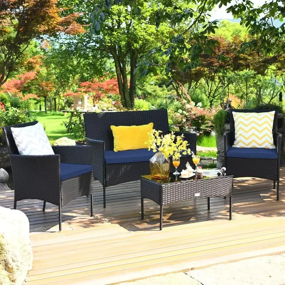 Conjunto de móveis de vime par - Outdoor Furniture Loveseat avaliação e preço
