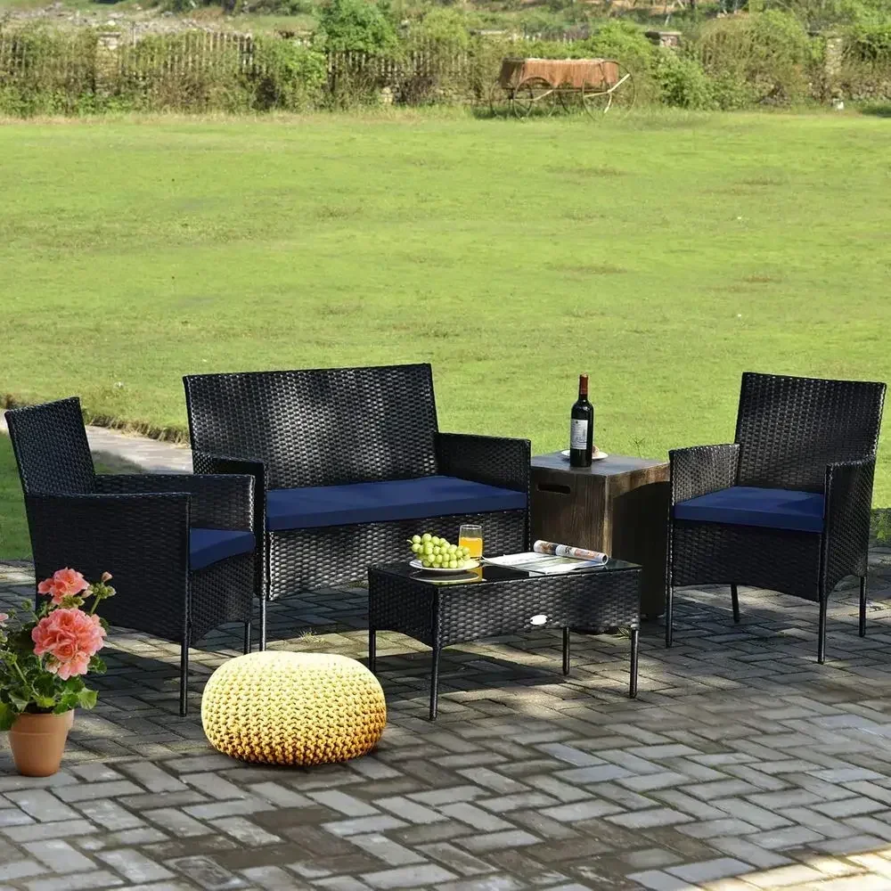 Conjunto de móveis de vime par - Outdoor Furniture Loveseat avaliação e preço