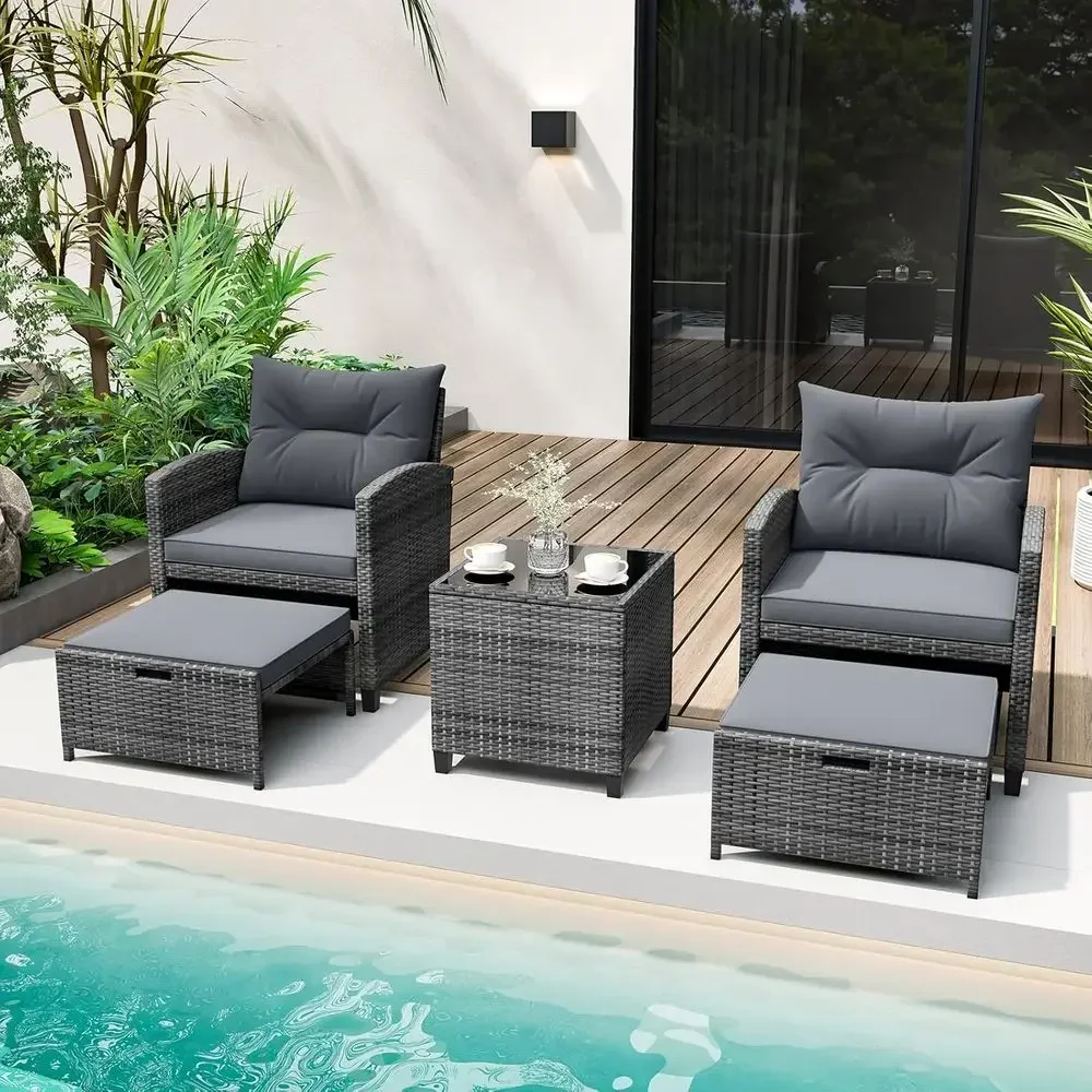 Conjunto de Móveis de Vime par - Outdoor Furniture Grey avaliação e preço