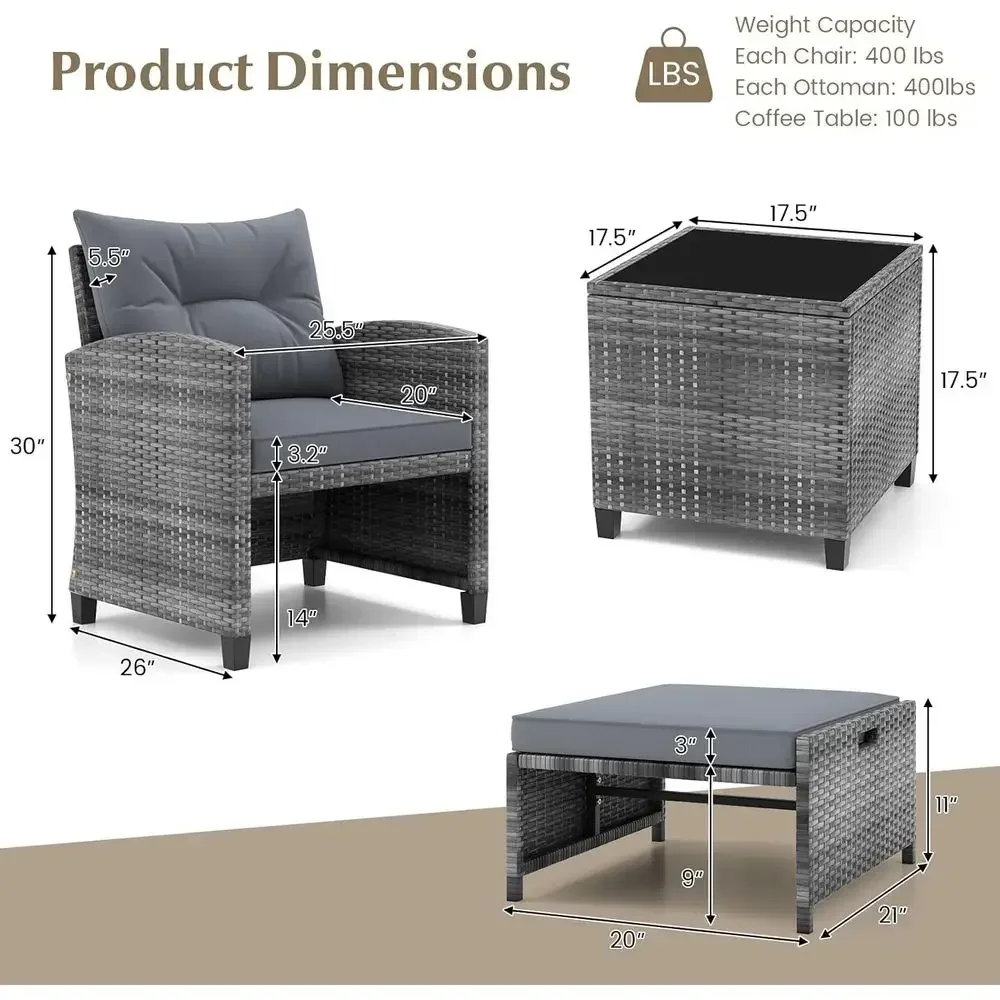 Conjunto de Móveis de Vime par - Outdoor Furniture Grey avaliação e preço