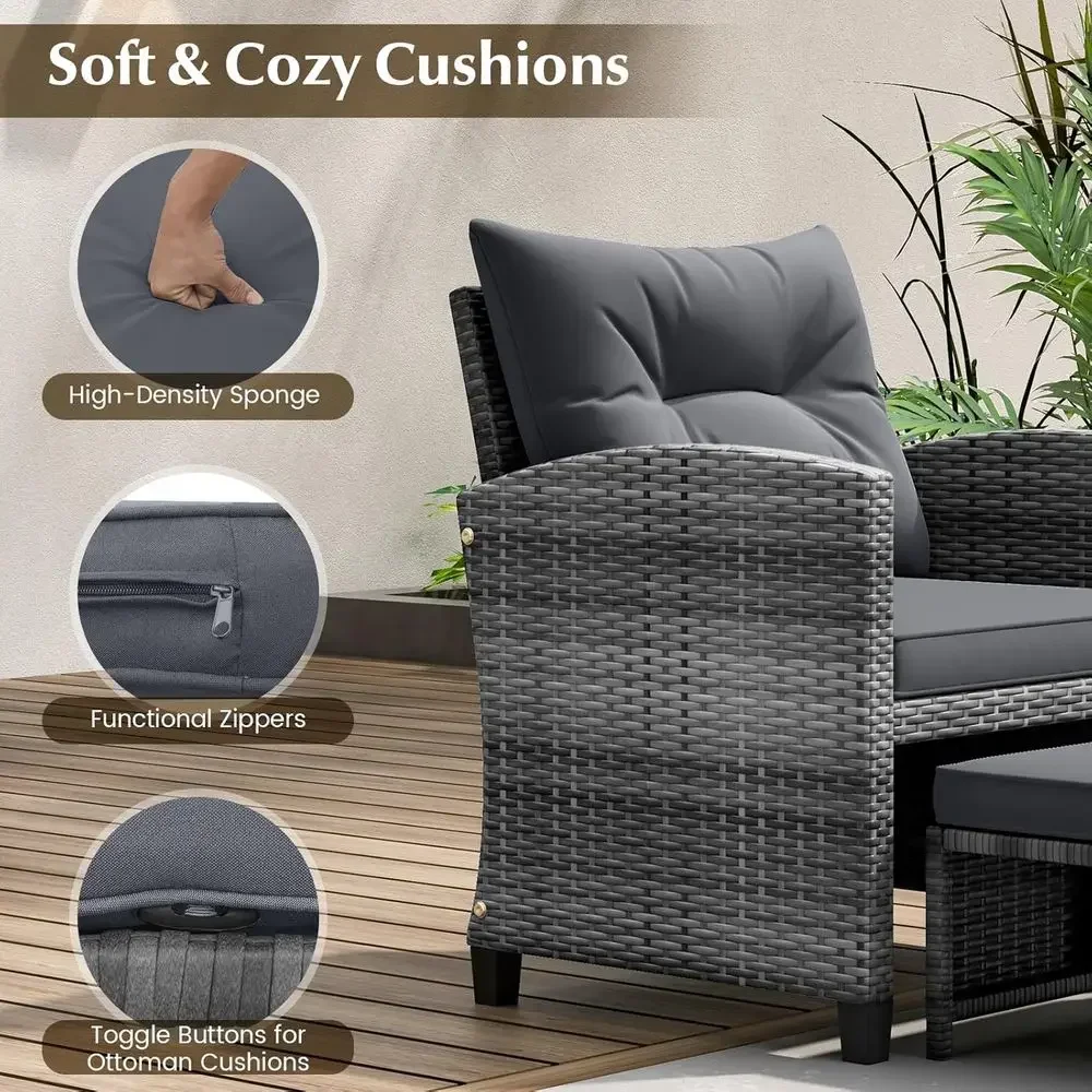 Conjunto de Móveis de Vime par - Outdoor Furniture Grey avaliação e preço