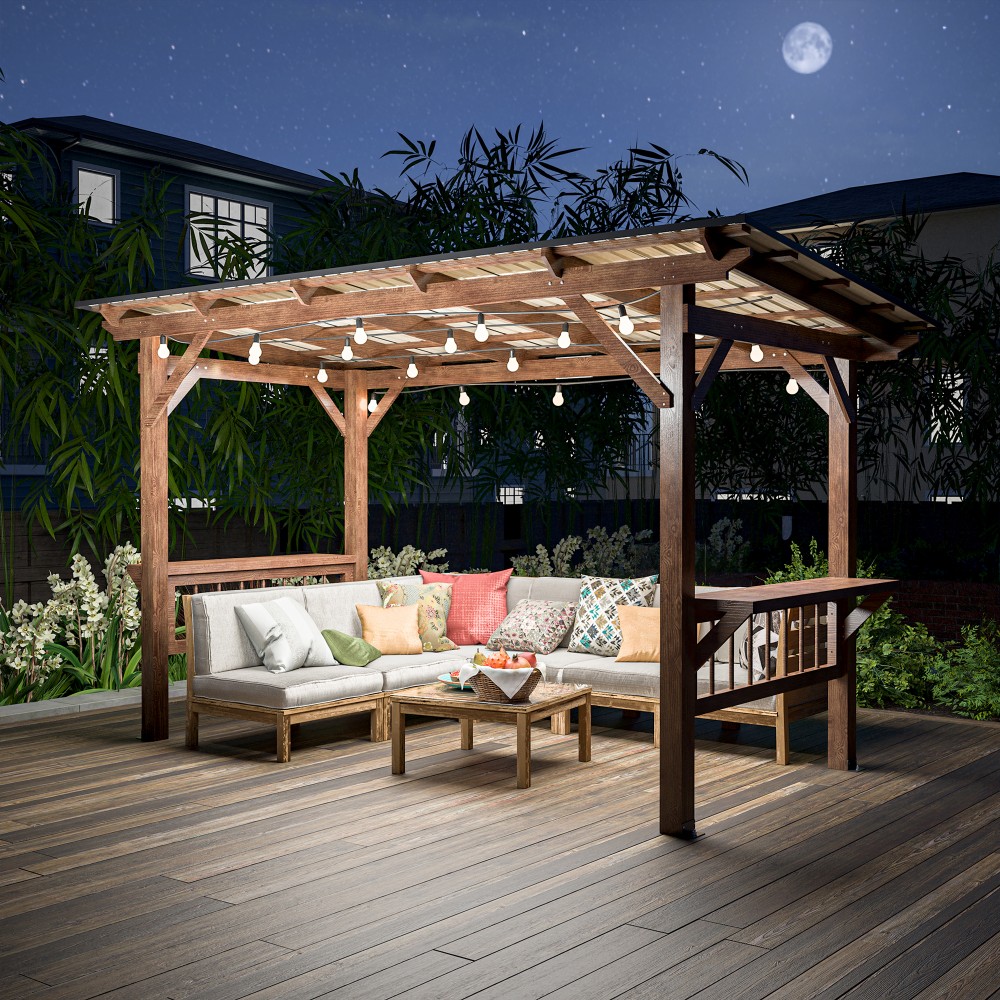 Pérgola Moderna de Madeira 13' - Outdoor Furniture Gazebo avaliação e preço