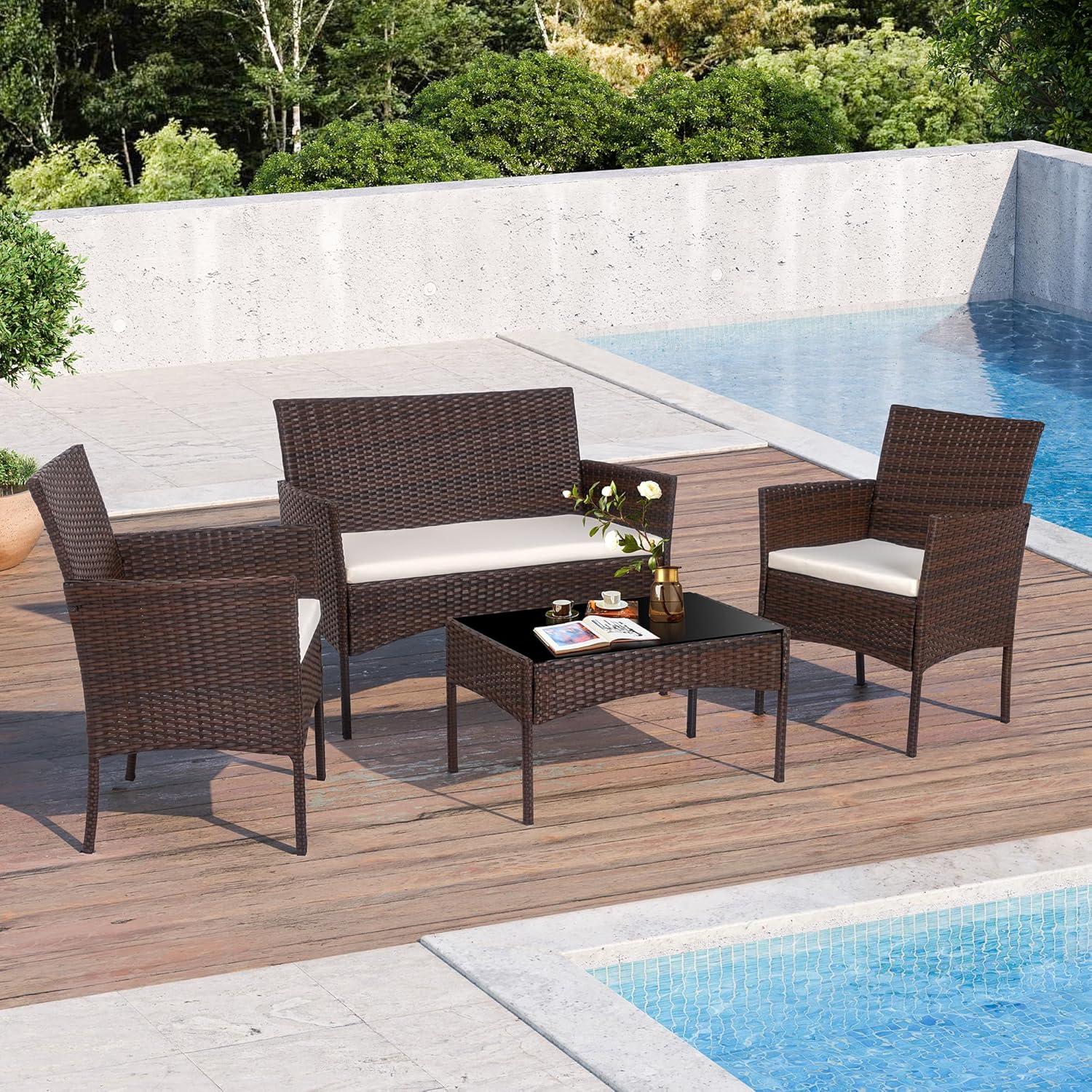Conjunto de Móveis de Jardim e - Outdoor Furniture Loveseat avaliação e preço