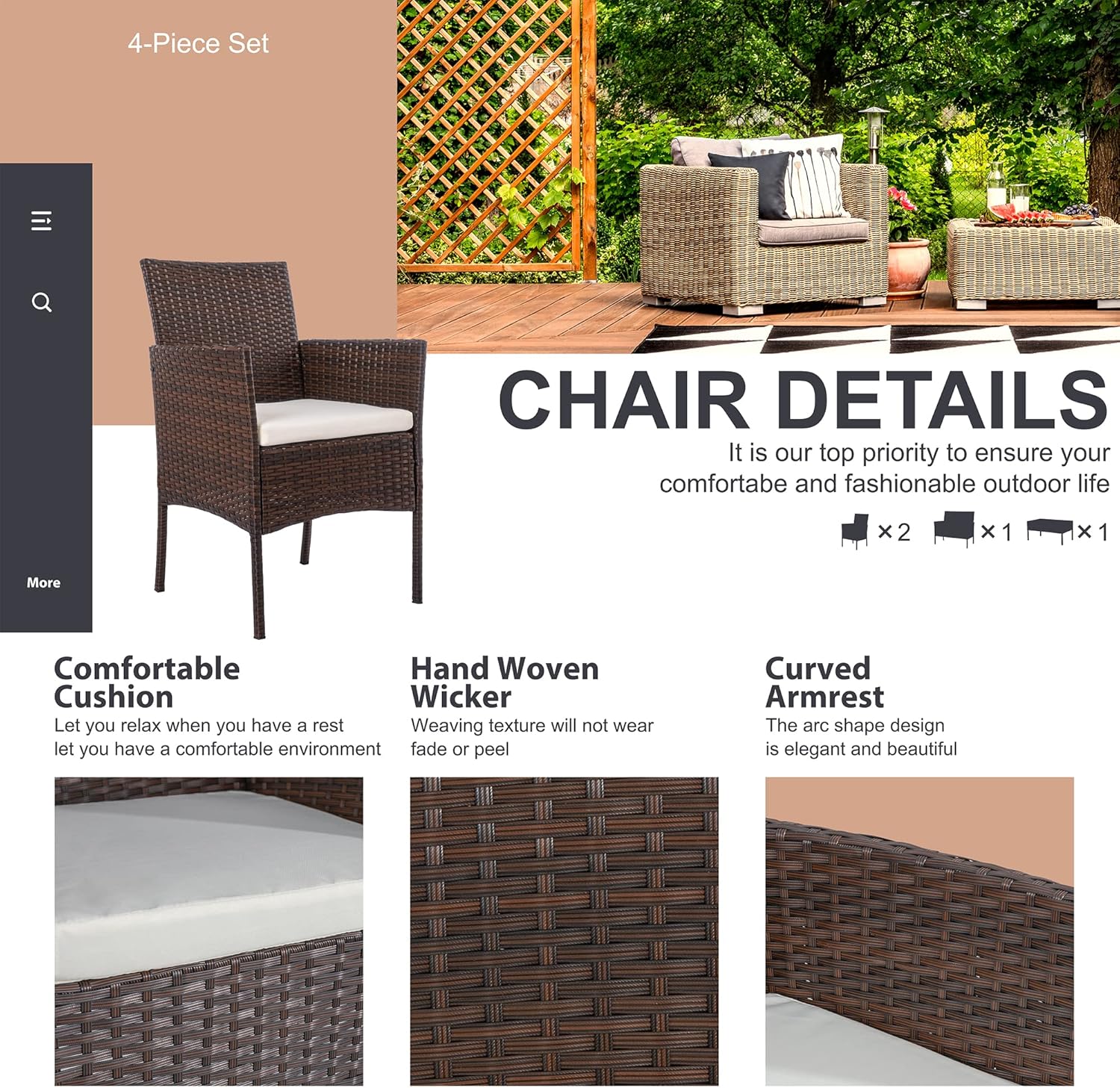 Conjunto de Móveis de Jardim e - Outdoor Furniture Loveseat avaliação e preço