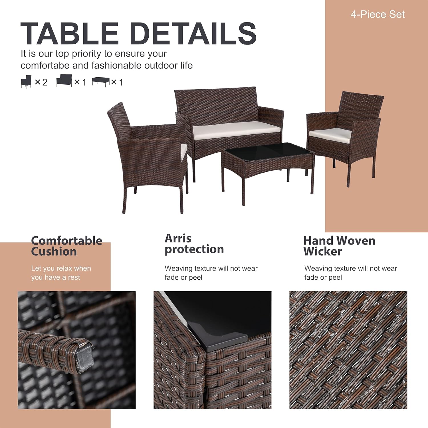 Conjunto de Móveis de Jardim e - Outdoor Furniture Loveseat avaliação e preço
